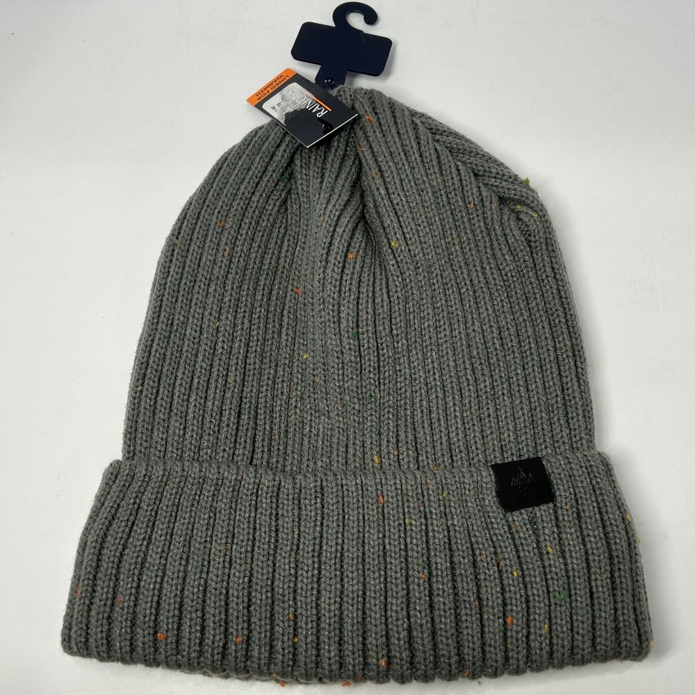 Rainforest Mead Gray Knit‎ Fleece Lined Cuffed Beanie Winter Hat Tossle Cap New